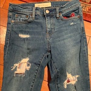 Gap straight distressed jeans with flannel